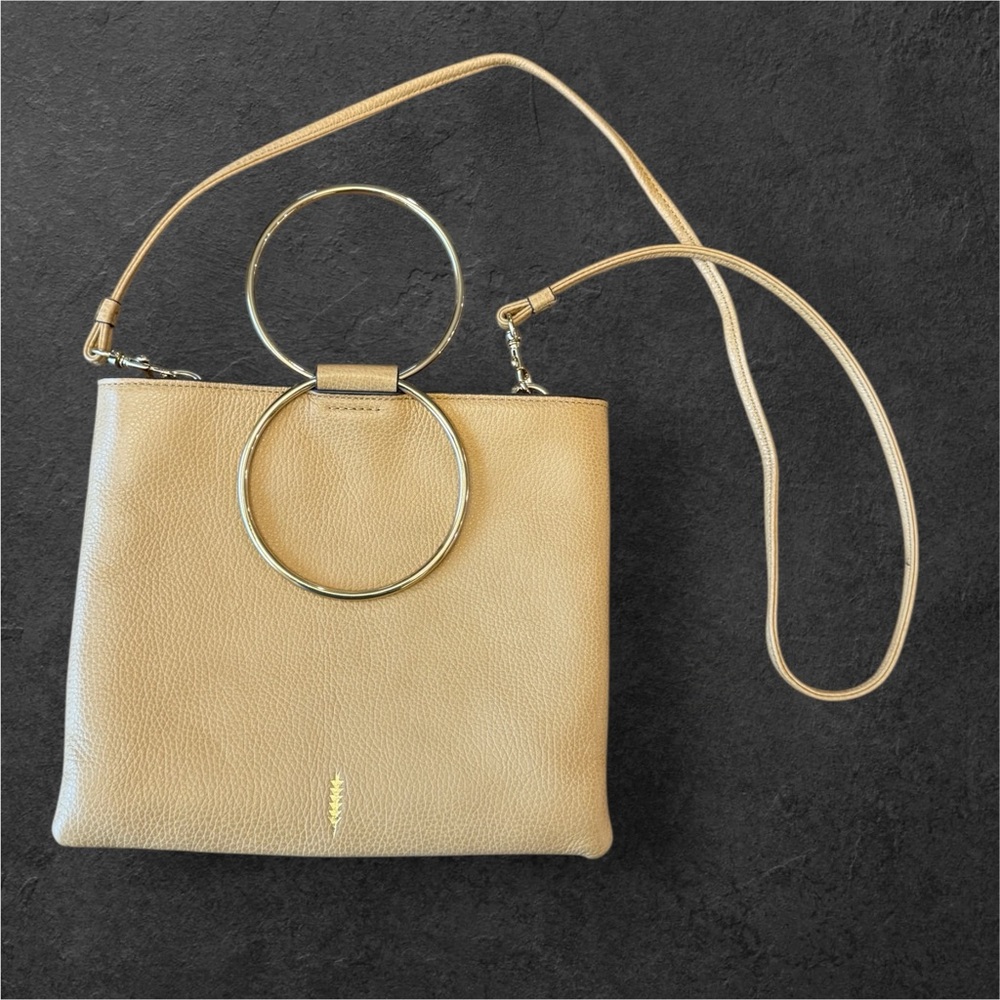 Thacker Le Pouch Tan Leather Ring Handle Crossbod… - image 2